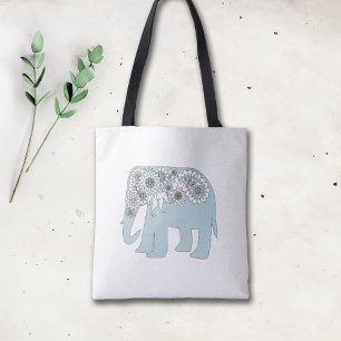 Bolsa Tote Elegante Blue Paisley Elephant
