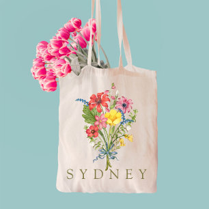 Bolsa Tote Elegante Boho Floral Wildflower
