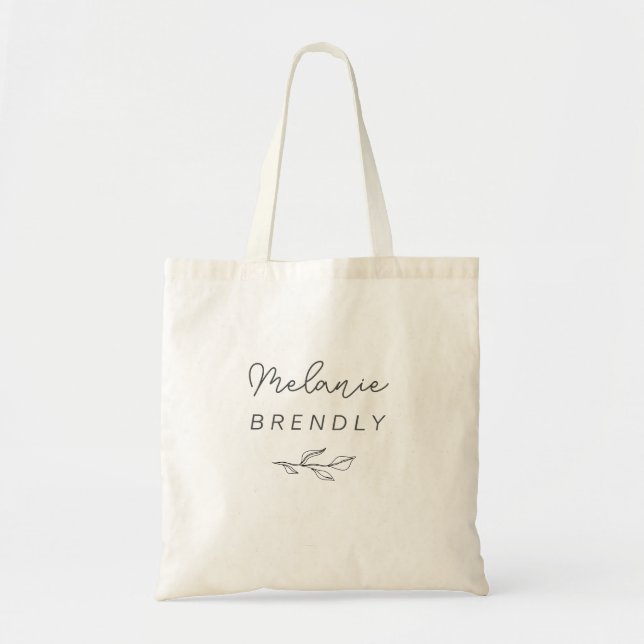 Bolsa Tote Elegante Botânico Moderno Minimalista  (Frente)