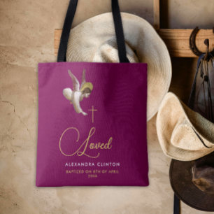 Bolsa Tote Elegante Burgundy Dourado Love Angel Calliografia 