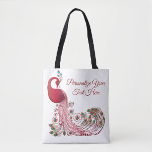 Bolsa Tote Elegante Burgundy Peacock Personalizado