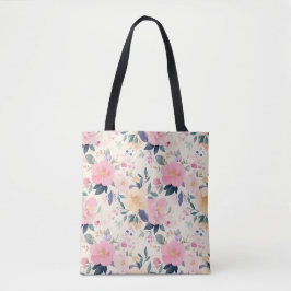 Bolsa Tote Elegante Chic Floral Cor-de-Rosa Blush