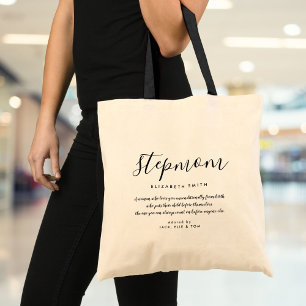 Bolsa Tote Elegante Citação de Madrasta em Letra de Menina