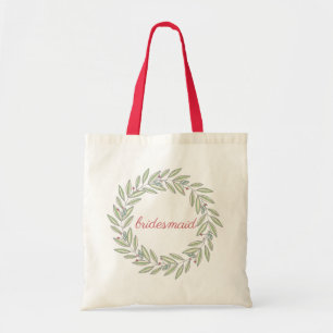 Bolsa Tote Elegante coroa de verde bagas bordô damas de honra