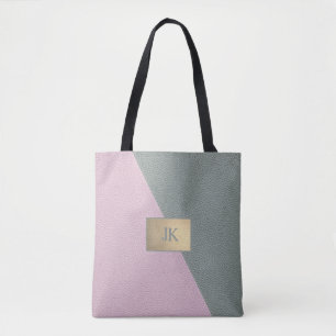Bolsa Tote Elegante couro rosa verde Monogram