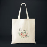 Bolsa Tote Elegante Daee Autumn Floral Bridesmaid Tote Bag<br><div class="desc">Esta elegante sacola floral de damas de honra de outono é o presente perfeito para apresentar suas madrinhas e madrinha de casamento para um casamento moderno. Os design ilustram rosas rosa,  pinceladas e brancas,  peônias com folhagem verde agrupadas em buquês,  acentuando as lindas cores de queda.</div>