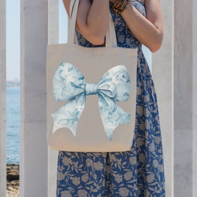 Bolsa Tote Elegante de Arco Azul Chic (Criador carregado)