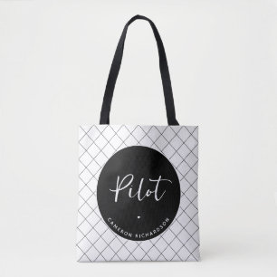 Bolsa Tote Elegante de Graduação da Escola de Aviação Piloto