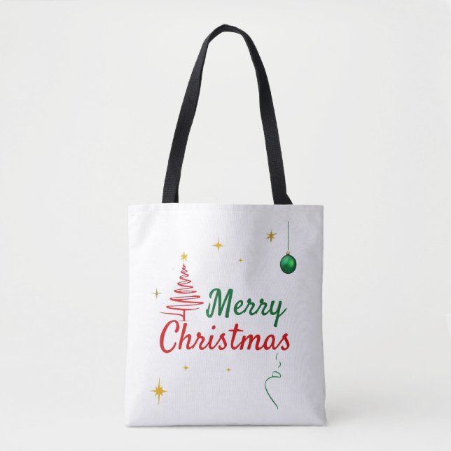 Bolsa Tote Elegante Design de Natal Feliz (Frente)
