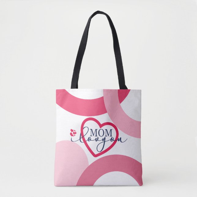 Bolsa Tote Elegante design SMS Mãe Eu Te Amo Com Coração (Frente)