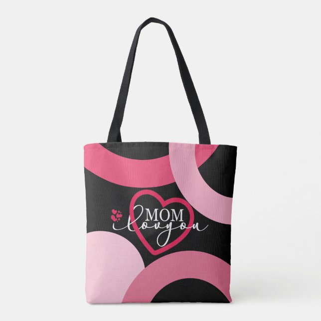 Bolsa Tote Elegante design SMS Mãe Eu Te Amo Com Coração (Verso)