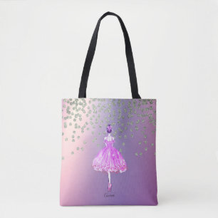 Bolsa Tote Elegante Diamantes Brilhantes Bailarina Estilosa