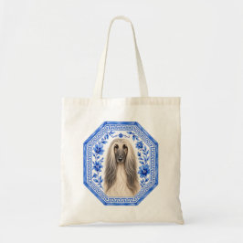 Bolsa Tote Elegante do Afghan Hound | Azul e Branc
