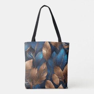 Bolsa Tote Elegante Dourado Foliage Nature Design