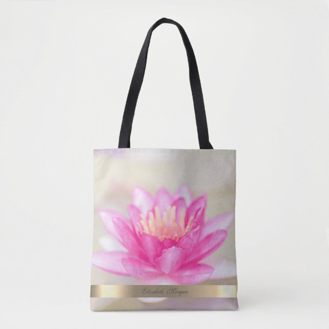 Bolsa Tote Elegante Dourado, Lotus, Yoga (Frente)
