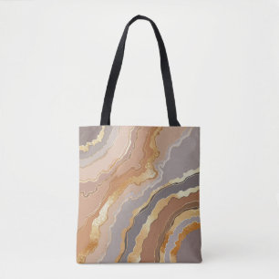 Bolsa Tote Elegante Dourado Marble: Fundo Estilizado.