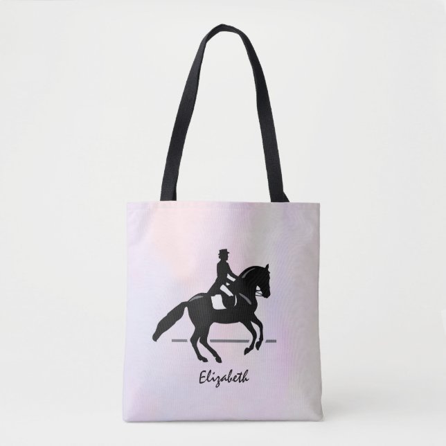 Bolsa Tote Elegante Dressage Rider em um Fundo de Aquarela (Frente)