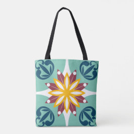 Bolsa Tote Elegante e Chic Floral - Azulejo Mosaico marroquin