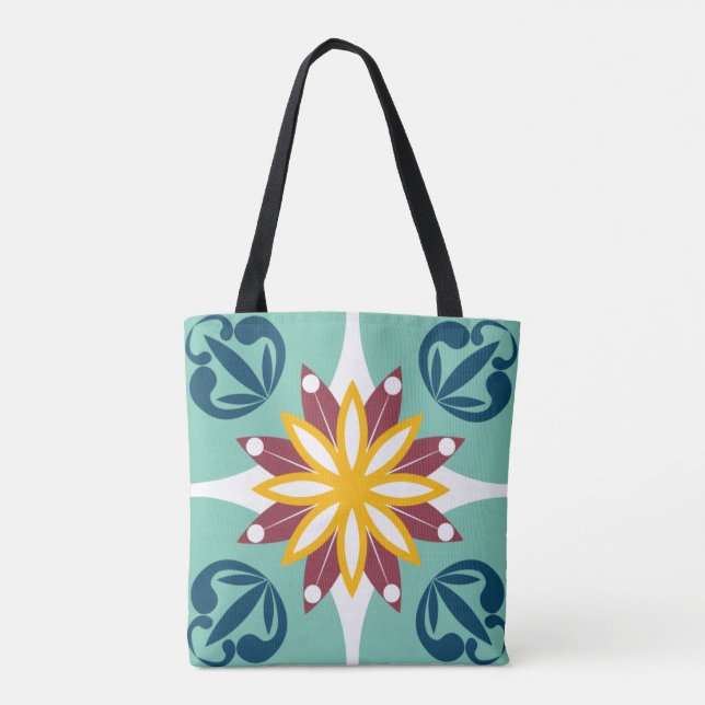 Bolsa Tote Elegante e Chic Floral - Azulejo Mosaico marroquin (Verso)