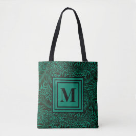 Bolsa Tote Elegante Emerald Green Monograma Botânico