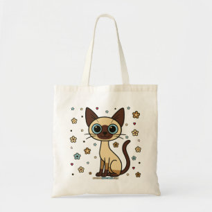 Bolsa Tote Elegante Enrique Floral Siamese Cat