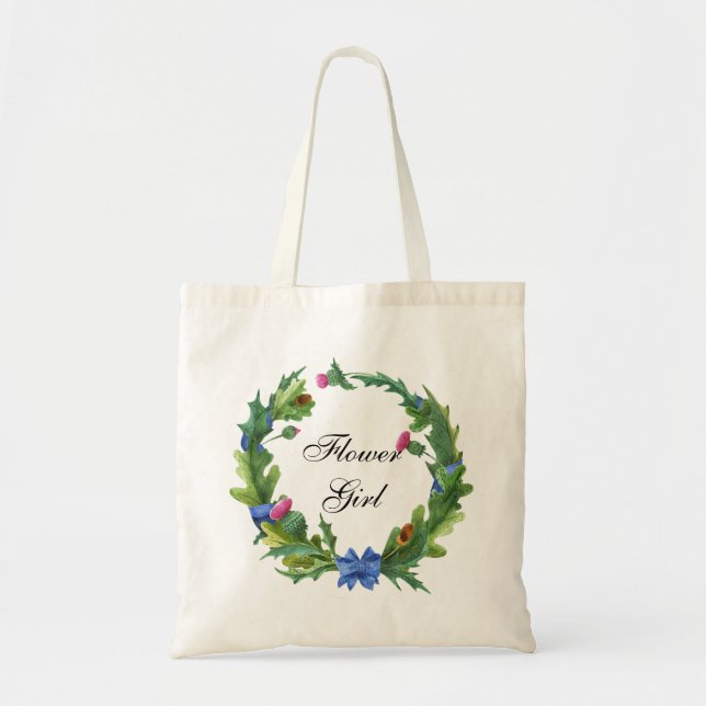 Bolsa Tote Elegante Escocês Thistle Floral Girl (Frente)