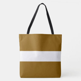 Bolsa Tote Elegante Esportivo Largo Listras Marrons Douradas 