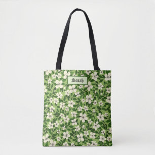 Bolsa Tote Elegante Estiloso Fofo Botânico Floral Verde