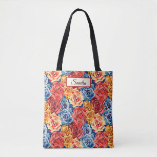 Bolsa Tote Elegante Estiloso Fofo Vermelho Modelo de Rosas Fl
