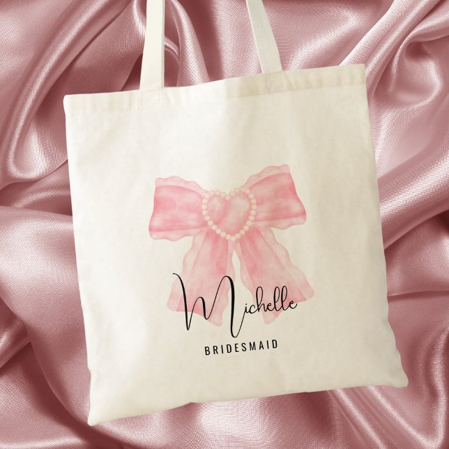 Bolsa Tote Elegante Festa de Noiva Moderna em Preto Script  (Criador carregado)