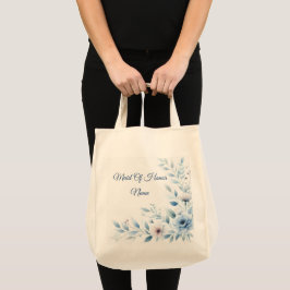 Bolsa Tote Elegante Festa Floral Azul Nupcial