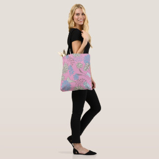 Bolsa Tote Elegante Flor Silvestre Rosa Chic