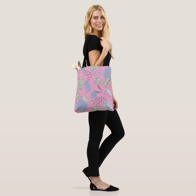 Bolsa Tote Elegante Flor Silvestre Rosa Chic  (No(a) Modelo)
