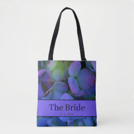 Bolsa Tote Elegante floral azul roxo empoeirado