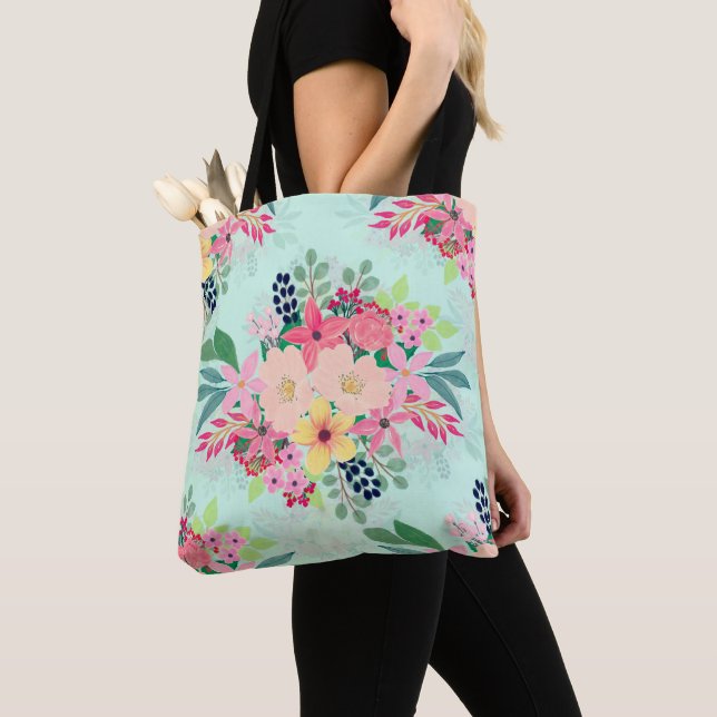 Bolsa Tote Elegante Floral - Pintor de Aquarela - Design Girl (Close Up)