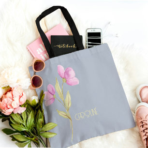 Bolsa Tote Elegante Floral Rosa Verde Boho Fofo