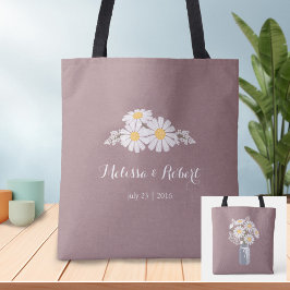 Bolsa Tote Elegante Floral White Daisies Favor do Casamento