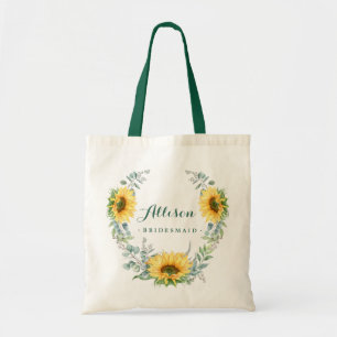 Bolsa Tote Elegante Girassol Eucalyptus Rustic Bridesmaid