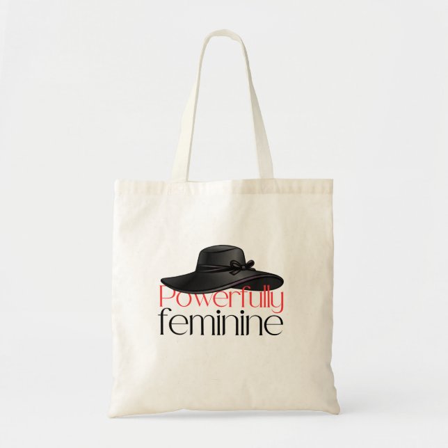 Bolsa Tote Elegante Gráfico de Chapéu Preto Chic "Poderosamen (Frente)