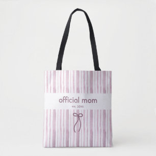 Bolsa Tote Elegante Grandmillennial Rosa Po dusty com Listras