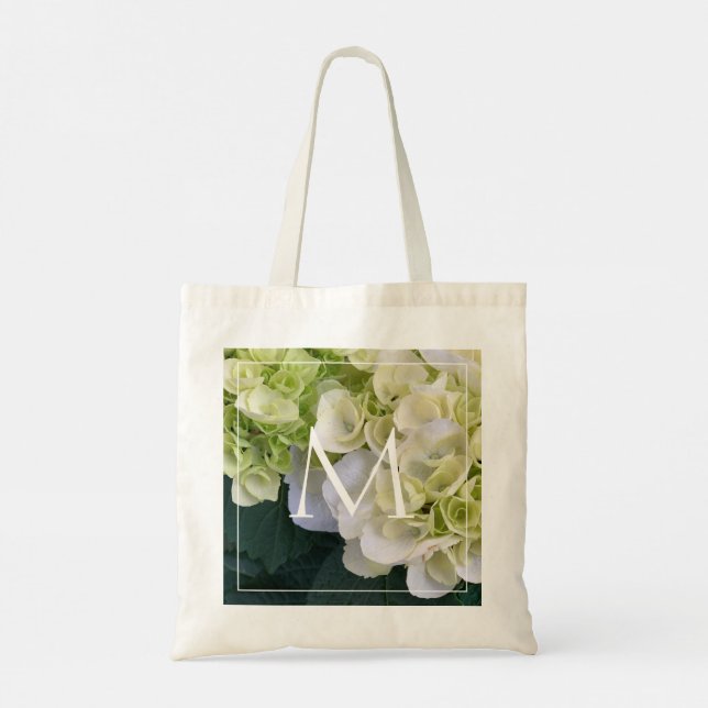 Bolsa Tote Elegante Hydrangea Monograma Bíblia Personalizada  (Verso)