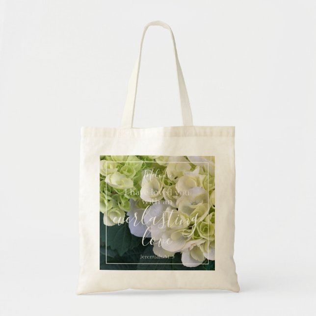 Bolsa Tote Elegante Hydrangea Monograma Bíblia Personalizada  (Frente)