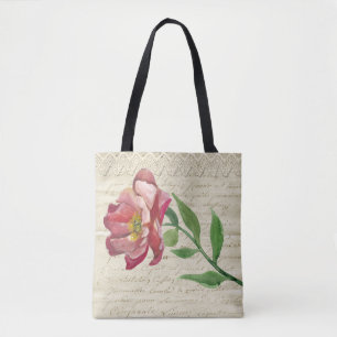 Bolsa Tote Elegante - Letra antiga com barra de flores