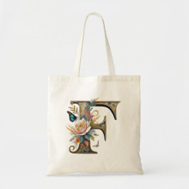 Bolsa Tote Elegante letra floral boêmia F