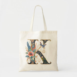 Bolsa Tote Elegante letra floral boêmia K