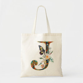 Bolsa Tote Elegante letra J floral boêmio