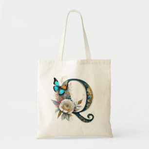 Bolsa Tote Elegante letra Q floral boêmia