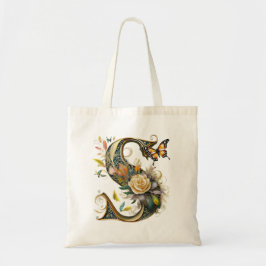 Bolsa Tote Elegante letra S floral boêmio