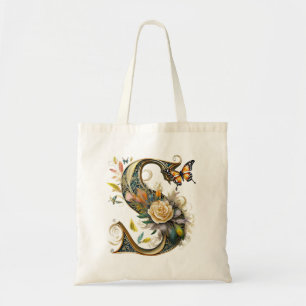Bolsa Tote Elegante letra S floral boêmio