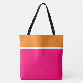 Bolsa Tote Elegante Listras Rosa Laranja Branco Brilhante